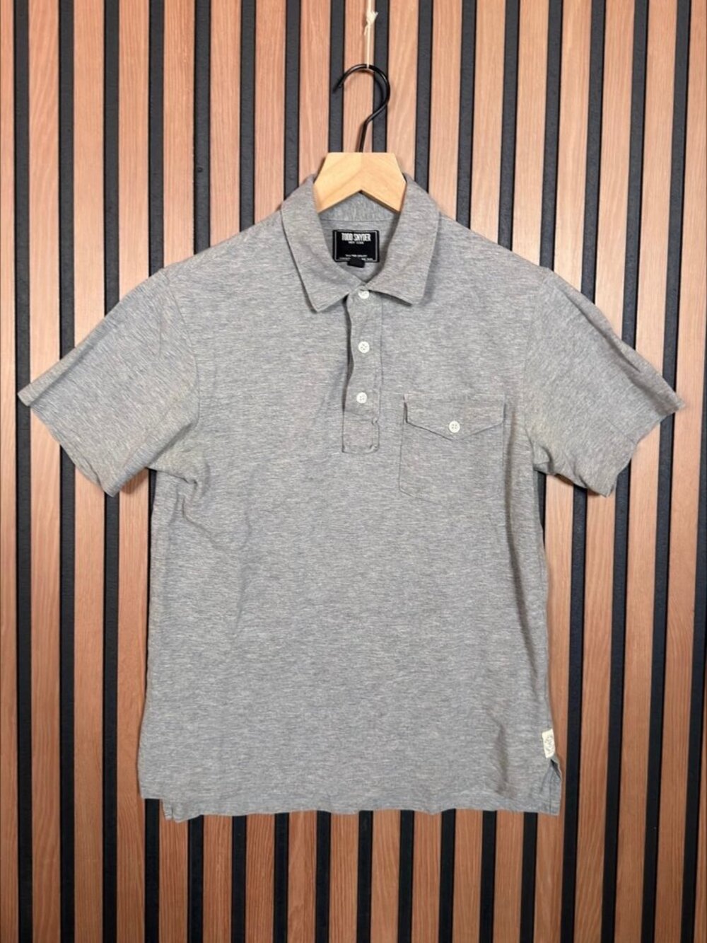 Todd Snyder Polo Shirt XS Boys Gray Short Sleeve Front Button Pocket
